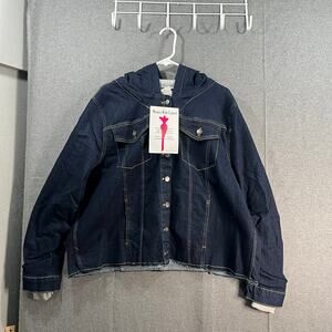 Women with Control My Denim Jacket with Knit Hood Indigo Size 1X